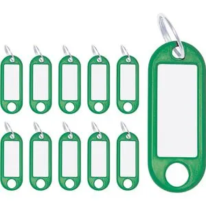 Alco Schlüsselanhänger 1853 18, mit Ring, beschriftbar, mit Etiketten, grün, 10 Stück