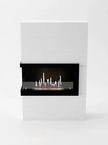 GLOW FIRE Echtfeuer-Dekokamin Halden links - Dekokamin aus Stahl und Glas, spendet gemütliche Wärme mit bis zu 2 kW Heizleistung und bietet ein beeindruckendes Flammenspiel – ideal für jeden Wohnraum.