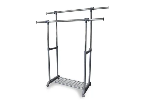 GERSO Garderobenständer mit Schuhablage - Kleiderständer mit verstellbaren Auszugstangen und Schuhablage für bis zu vier Paar Schuhe - ideal für platzsparende Organisation in jedem Flur.