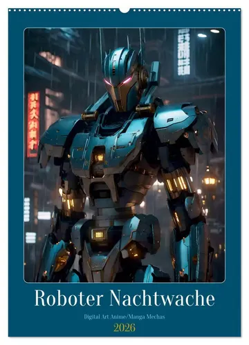 Motomi Ai | Roboter Nachtwache (Wandkalender 2026 DIN A2 hoch), CALVENDO...