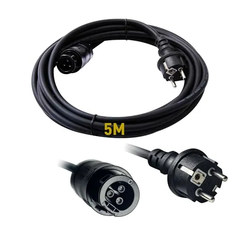 Balkonkraftwerk AC Kabel 5m mit VDE Zertifikat und Betteri BC01 Buchse - Hochwertiges 5m AC Kabel für Balkon-Solaranlagen. VDE-zertifiziert, robustes Gummischlauchmaterial, ideal für Innen- und Außenanwendungen. Sicherer Anschluss an Mikrowechselrichter.