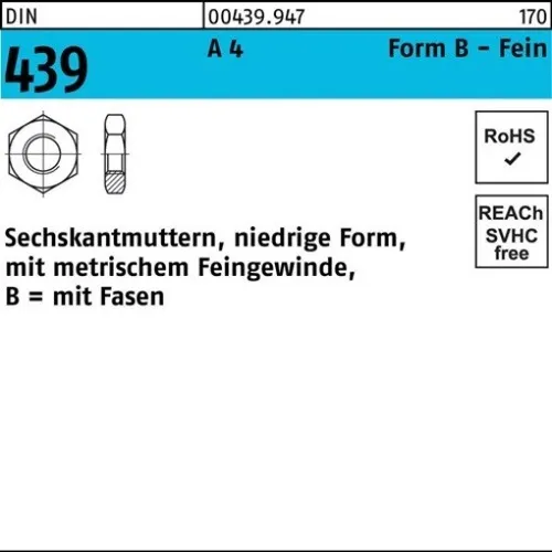 50er PACK(Stk) 000439940070100125 Sechskantmutter DIN 439 Form B BM 10 x 1,25 A