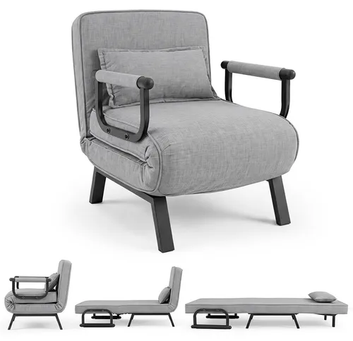 COSTWAY Schlafsessel mit Bettfunktion – Multifunktionales Klappsofa in Grau