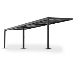 Juskys Terrassendach Jakarta 6x3 m - Wetterfestes Schiebedach aus Aluminium - Außenanbau mit UV-Schutz und robusten Doppelstegplatten für eine helle, einladende Terrasse - ideal für jedes Wetter.