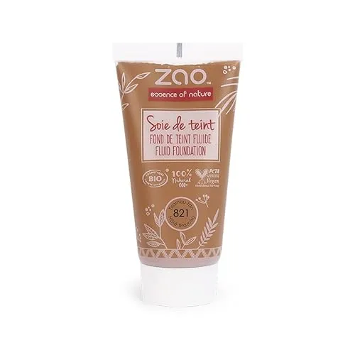 Vegan Make Up - Vegane ZAO Refill Silk Foundation Bio 30 ml – Schminke mit Sheabutter, Mandelöl & Jojobaöl - Nachfüller Nr. 821 Tiramisu Tan