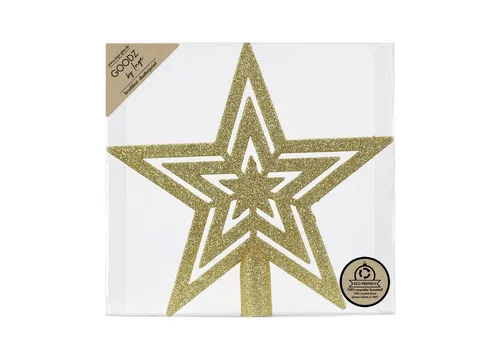 MAGIC by Inge Christbaumspitze, Christbaumspitze Stern 21,5cm Kunststoff mit Glitzer - Gold