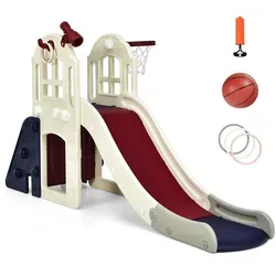 Costway 6-In-1-Rutsche, Blau, Kunststoff, 83x98x190 cm, Outdoor Spielzeug, Spielhäuser