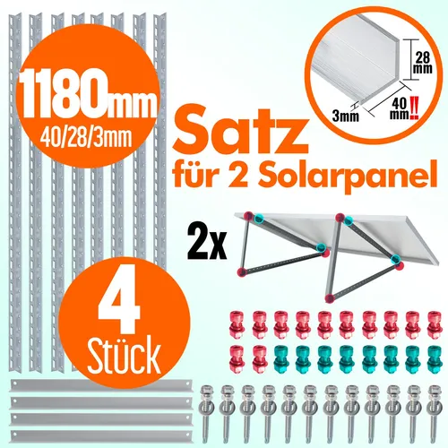 4x Solar Modul Halter für Balkonkraftwerk 0°-90°