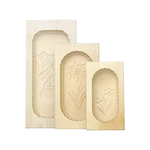 KAESE-SELBER.DE Butterformen-3er-Set aus Ahornholz - Butterdosen aus hochwertigem, handgefertigtem Ahornholz mit liebevoll eingearbeiteter Verzierung für ein einzigartiges Butterdesign.