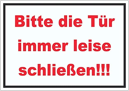 Aufkleber Bitte die Tür immer leise rot-weiss-schwarz A7 (74x105mm)