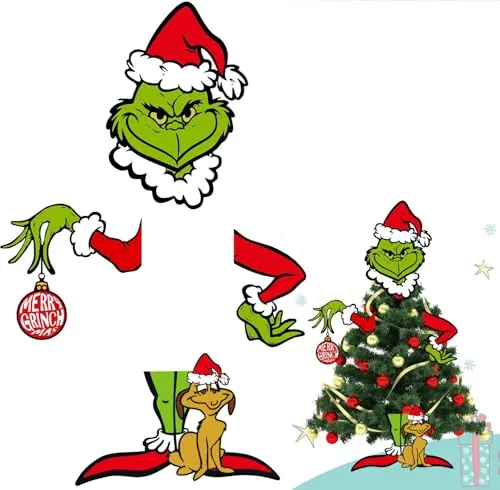 Weihnachtsbaum Grinch Deko, Lustige Weihnachtsdeko, Grinch Weihnachtsbaumschmuck Deko, Weihnachten Pappausschnitte für Xmas Home Decor