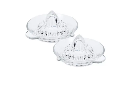 WestCraft Zitruspresse 2x Zitronenpresse / Zitruspresse, Juicer Glas, 14,5 cm mit Handgriff, mit Ausgießer, ideal zum schnellen Entsaften von Zitrusfrüchten