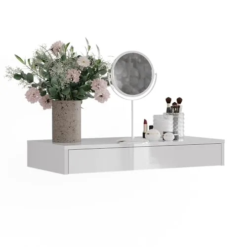 Vicco Bücherregal Sherry in Weiß Hochglanz mit Schublade