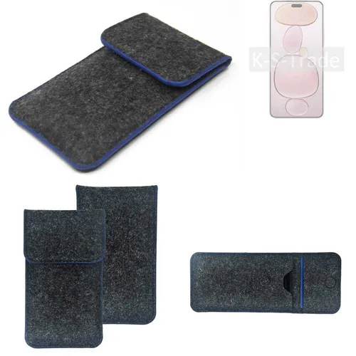 Filz Hülle für Xiaomi Civi 5 Pro dunkelgrau blauer Rand Case Tasche Schutz Hü