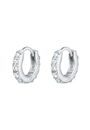 Elli Ohrringe Damen Creolen Elegant Mini Funkelnd - Ohrringe für Damen aus 925 Sterling Silber, verziert mit funkelnden Kristallen. Handgefertigt und anlaufgeschützt, ideal als stilvolles Geschenk für besondere Anlässe.