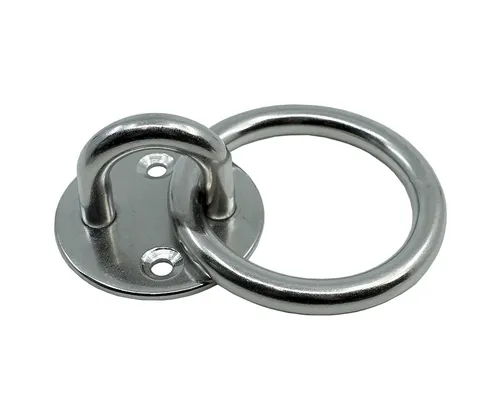 KAMERO Edelstahl Augplatte mit Ring, D8, rund, D=50mm Deckenhaken Wandhaken V4A