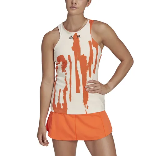 adidas Tennis-Tank New York (schmal, Thebe Magugu Logo) beige/orange Damen, Größe: M