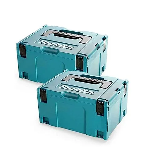 Makita 821551-8 MAKPAC 3 Koffer - Stapelbare Werkzeugkoffer - Werkzeugkästen mit praktischem Stapelsystem, ideal für Ordnung und Transport von Werkzeugen, 2 Stück im Set.