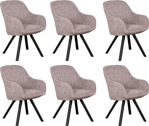 Esszimmerstuhl 6er Set Matera hellgrau mit Armlehnen & drehbarem Sitz