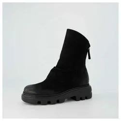 Paul Green Damen Stiefeletten Schwarz (Nubuk) - Klassische flache Stiefeletten aus Leder mit leichter EVA-Sohle, ideal für den Übergang und bequem im Alltag.