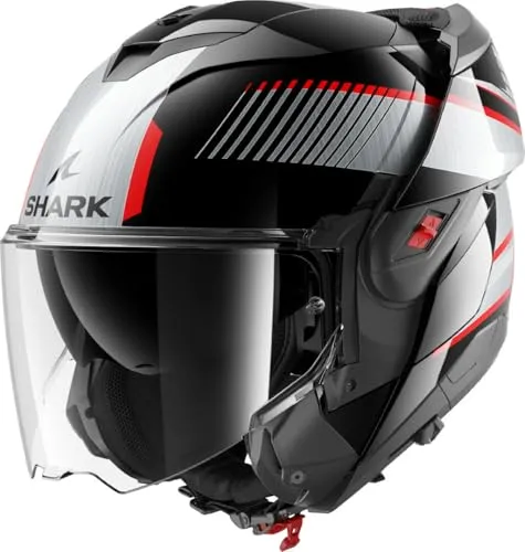 SHARK Unisex OXO SIKTER Modularer Motorradhelm - Black Chrome Silver, XS - Motorradhelm mit hochimpact LEXAN-Polycarbonatschale für optimale Sicherheit, Anti-Kratz- und Anti-Beschlag-Schutz sowie herausnehmbaren, waschbaren Innenraum.