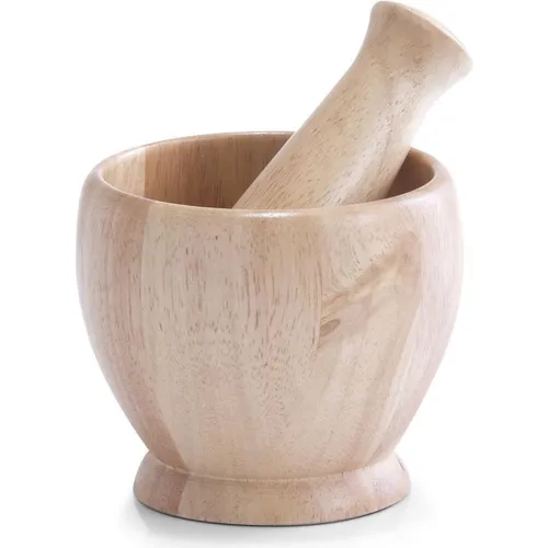 Zeller 24024 Mörser mit Stößel, Gummibaum, ca. 12 x 12 x 10 cm Beige 1 - Pack