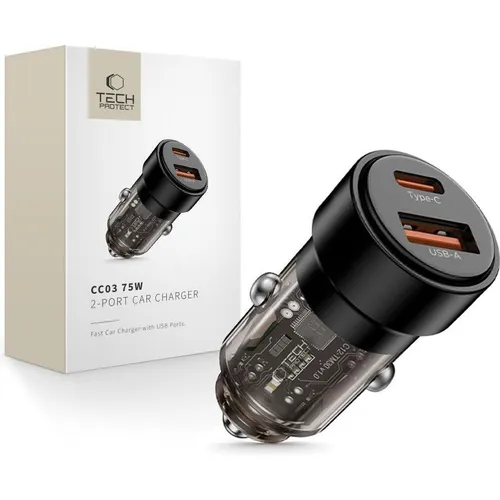 Tech-Protect CC03 2-port PD75W car charger - black (27657-0)