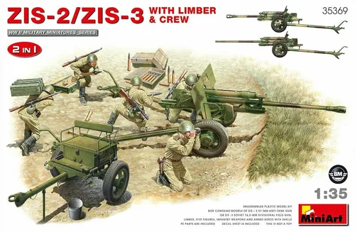 MiniArt ZIS-2/ZIS-3 with Limber & Crew Pak mit Crew 2in1 1:35 Bausatz Kit 35369