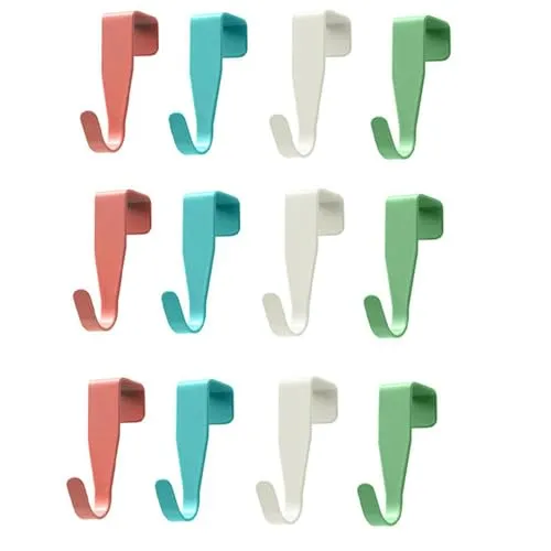 Gebrazy Türhaken Zum Einhängen, 12 Stück Bunte Haken Edelstahl Kleider Haken, Garderobenhaken Außen Haus Türhaken zum Einhängen für Schranktür und Zimmertür