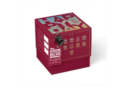 SURPRISA Geschenkbox Rätsel-Geschenkbox Happy Birthday mit Glitzer, originelle Geburtstagsbox mit Zahlenschloss zum Geburtstag