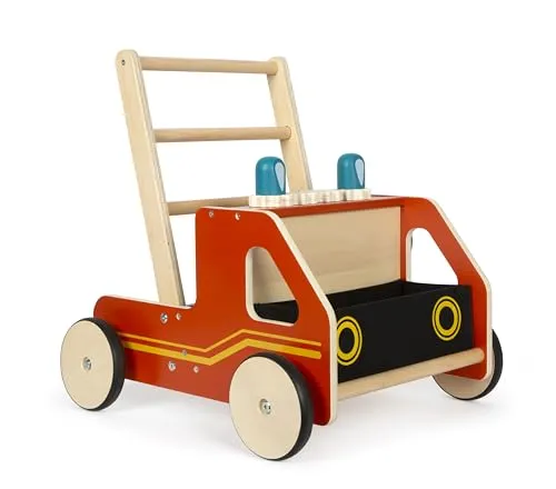 small foot Lauflernwagen Feuerwehr 298153 - Robuster Lauflernwagen aus hochwertigem Holz, fördert die motorischen Fähigkeiten und bringt kleinen Feuerwehrhelden Spaß beim Lernen.