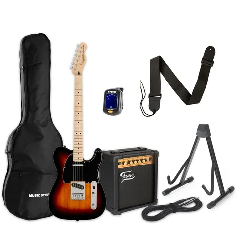 Squier Affinity Tele MN 3TS E-Gitarre Set - E-Gitarren Set für Anfänger mit hochwertiger Telecaster und Verstärker. Ideal für den Einstieg in die Welt der E-Gitarre.