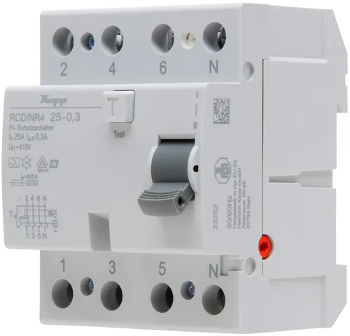 KOPP Fehlerstromschutzschalter, 24A, 4-polig, Typ A, 300 mA 752543097