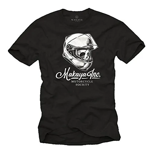 MAKAYA Inc. Motorcycle Society - Motorrad Helm - Herren T-Shirt Motocross Schwarz XXXXL