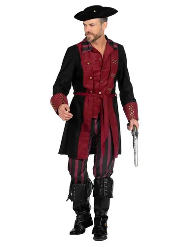 Metamorph Piraten-Kostüm Piratenoutfit weinrot für Männer, Klassisches Kostüm für den großen Piraten