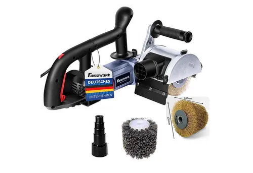 FANZWORK V2 1500 Watt Satiniermaschine - Schleifmaschine mit 1500 Watt, stufenlos einstellbarer Drehzahl von 600 bis 3200 U/min und Anschluss für Staubsauger für staubfreies Arbeiten. Ideal für diverse Oberflächen wie Holz, Edelstahl und Kunststoff.