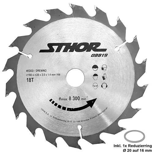HM Kreissägeblatt Sägeblatt 160 x 20 / 16 mm 18Z Hartmetall TCT Sägeblätter Holz