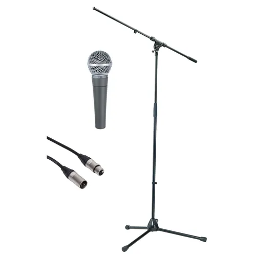 Shure SM58SE Basic 2 - Set - Professionelles Gesangsmikrofon-Set mit robustem Zubehör. Ideal für Live-Performances und Aufnahmen, bietet hervorragende Klangqualität und Langlebigkeit.