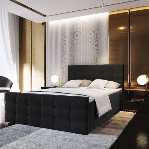 Masseno Boxbett Amon, Schwarz, 140x200 cm in schwarz von Masseno