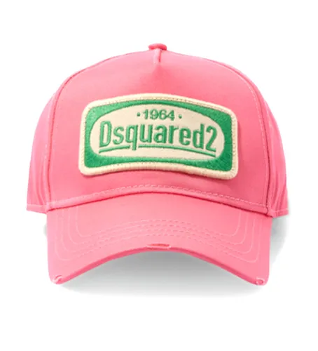Dsquared2 Brotherhood Baseballcap in Rosa - Unisex Baseballcap mit stylischem Logo-Stickerei und abgenutztem Effekt. Ideal für Freizeit und Festivals, verstellbar und aus hochwertigem Baumwollstoff.