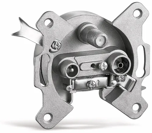 Goobay 67048 3-Loch Antennen-Durchgangsdose - 10 dB mit DC-Durchgang, universell einsetzbar für BK-, SAT-Anlagen und Rückkanal tauglich