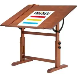 Höhenverstellbarer Holz-Zeichentisch 107x76cm Walnuss von MEEDEN