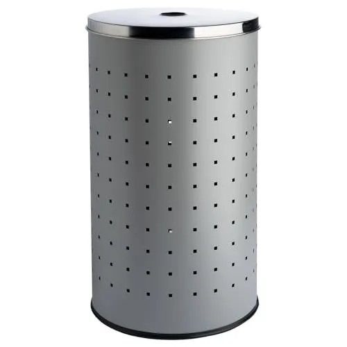 Home4You Wäschekorb mit Deckel und Luftlöchern - Edelstahl - Grau - 37 L - Eleganter Wäschekorb aus Edelstahl mit 37 L Fassungsvermögen, Deckel und Belüftungslöchern für frische Wäsche. Ideal für modernes Wohnen.