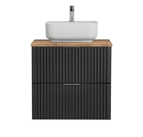 Lomadox Waschtisch ADELAIDE-56-BLACK – Eleganter Badmöbel mit Keramik-Waschbecken - Moderne Badezimmerlösung: Waschtisch ADELAIDE-56-BLACK in matt schwarz mit Eiche Nb. und stilvollem Keramikbecken. Praktische Softclose-Systeme und hochwertiges Design für ein elegantes Ambiente.