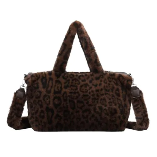 XL Damen Pelztasche Leopard Print