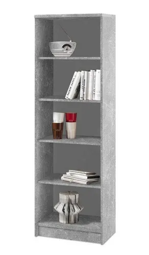 Bücherregal OPTIMUS - 5 Fächer in Betondekor - Bücherregal in Betondekor mit 5 Fächern und 3-fach höhenverstellbaren Einlegeböden für optimale Anpassung an Ihre Bedürfnisse.