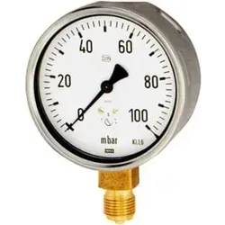Riegler Kapselfedermanometer 0 - 250 mbar - Kapselfedermanometer mit robustem CrNi-Stahl-Gehäuse, Nullpunktkorrektur und präziser Messung bis 250 mbar. Ideal für industrielle Anwendungen.