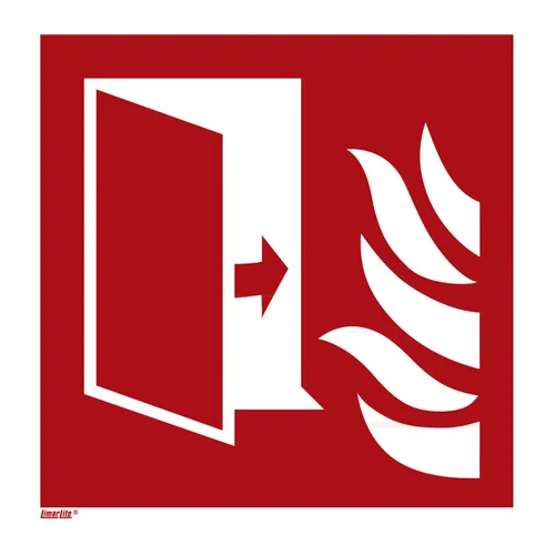LimarLite Feuerschutztür Brandschutzzeichen [F007] - Quadratisches Brandschutzzeichen 20x20 cm aus langlebiger Folie, langnachleuchtend und normgerecht nach ISO 7010 – ideal für sichere Gebäudebeschilderung.