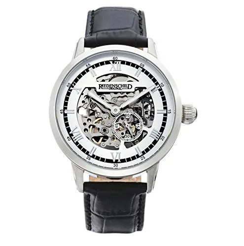 Riedenschild Automatik Uhr skelettiert Silber Schwarzes Lederarmband Miyota 8N40 Werk 42mm 5ATM