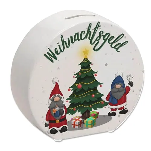 Weihnachtsgeld Spardose mit Zwei niedlichen Weihnachtswichteln EIN buntes Sparschwein für Kinder Weihnachtsbaum Weihnachten Sparbüchse Weihnachtswichteln Weihnachtliche zum Sparen